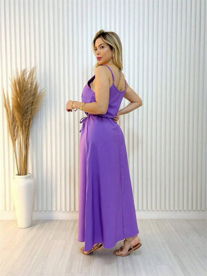 Vendedor Indicado
Vestido longo crepe simple de alcinha com cinto FL-v50