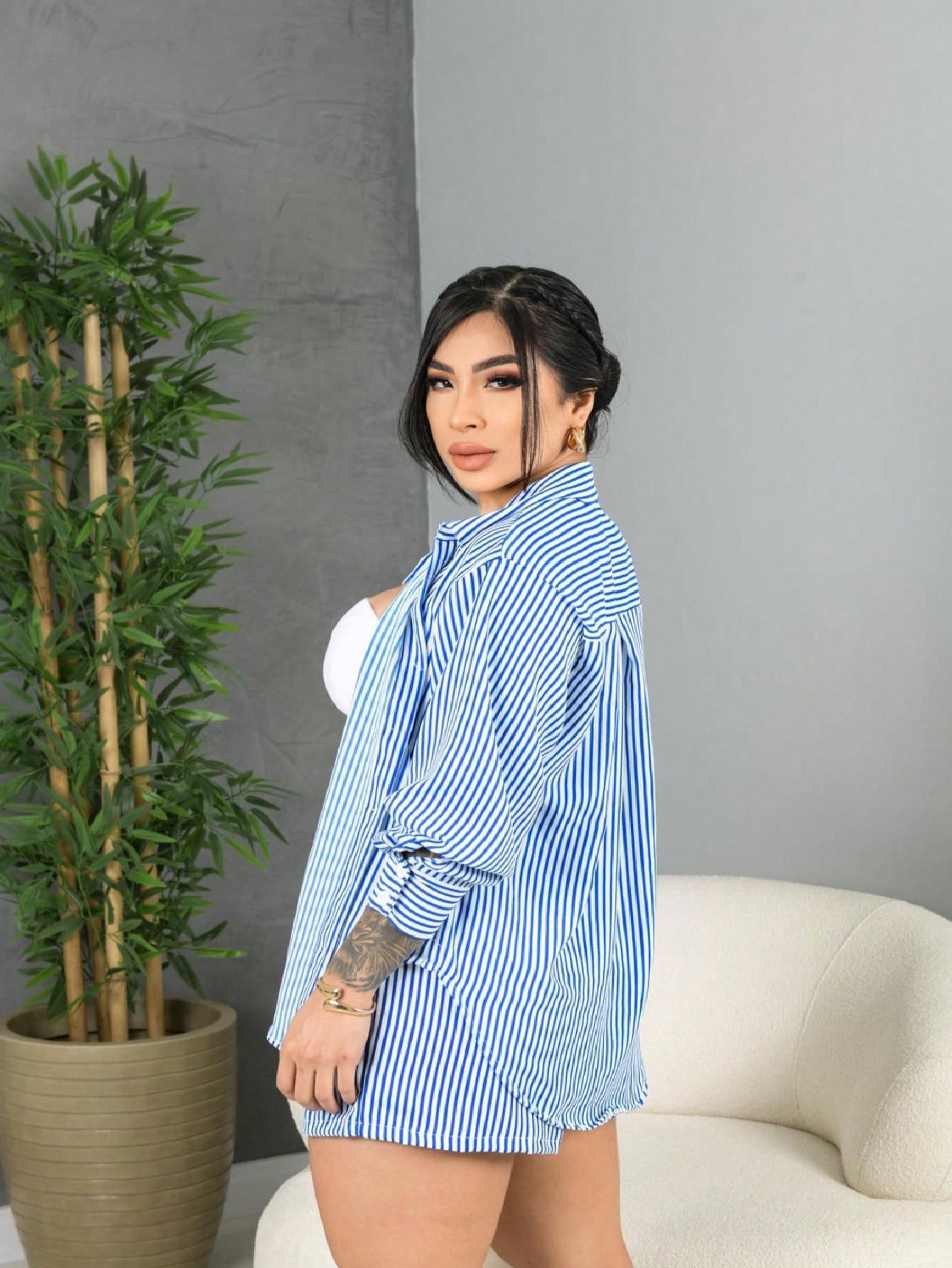 Vendedor Indicadosteve store moda feminina conjunto camisa com short tecido duna tamanho unico