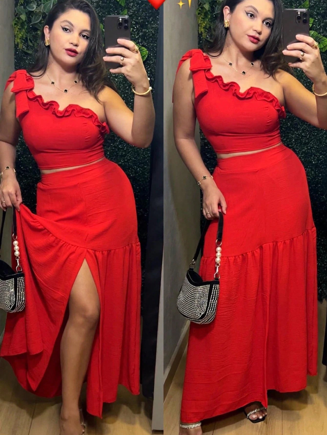 Vendedor Indicadoconjunto femenino saia babado e cropped com elastex