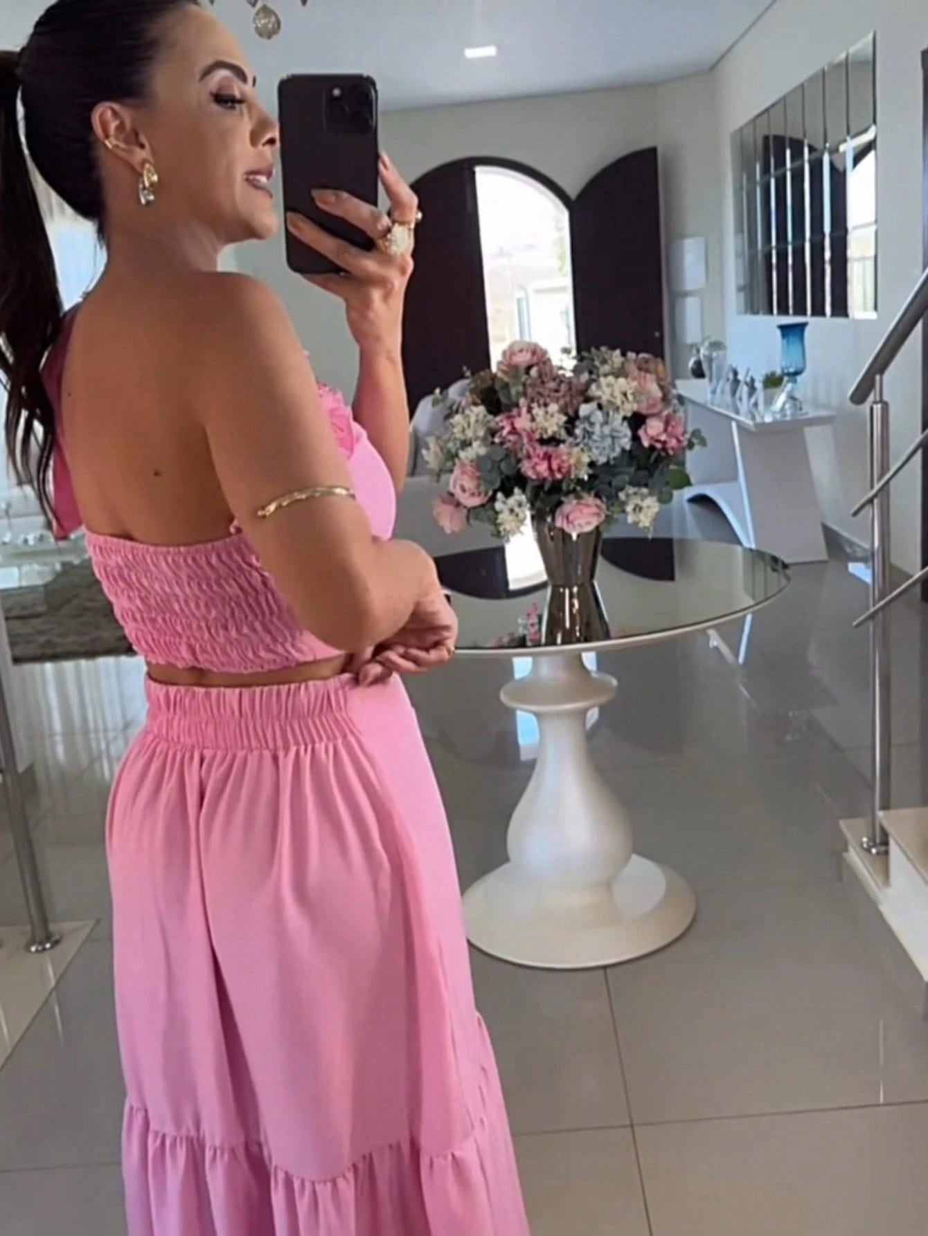 Vendedor Indicadoconjunto femenino saia babado e cropped com elastex