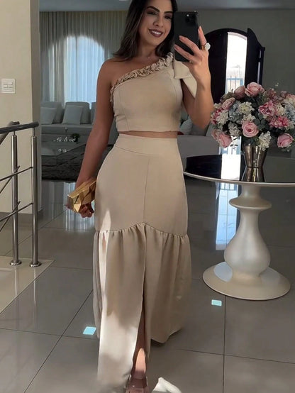 Vendedor Indicadoconjunto femenino saia babado e cropped com elastex